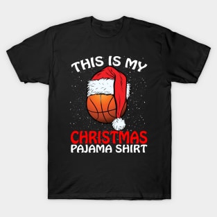 This is my Christmas Pajama Shirt Basketball Santa T-Shirt